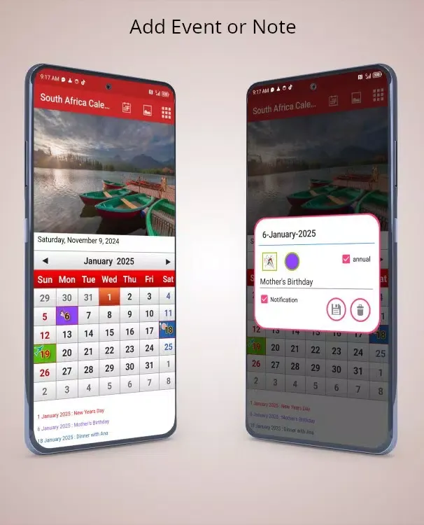 South African Calendar Screenshots