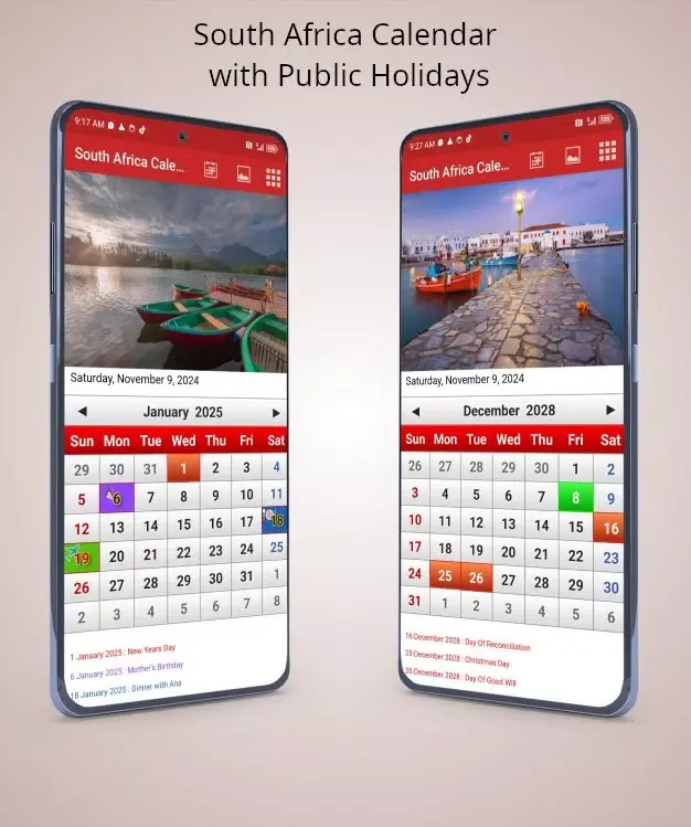 South African Calendar Screenshots