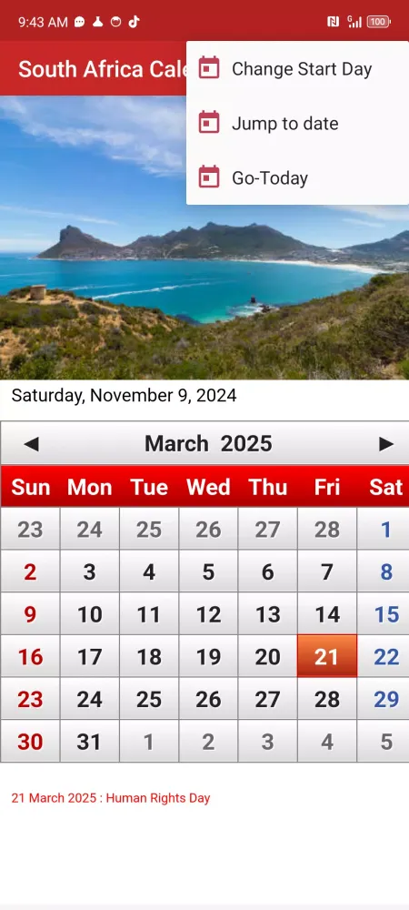South African Calendar Screenshots