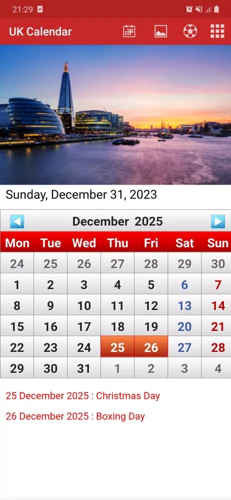 Capturas de pantalla de UK Calendar 2025