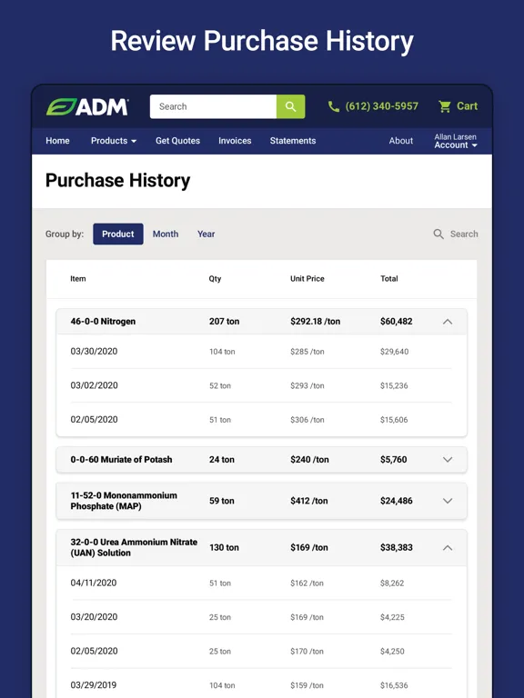 Ảnh chụp màn hình của ADM Fertilizer iPad 