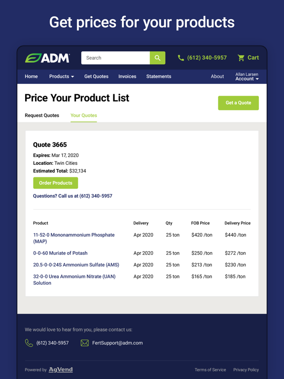 ADM Fertilizer iPad  Screenshots