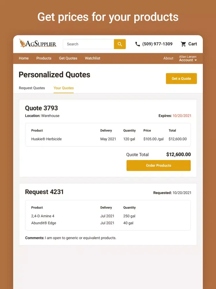 AgSupplier iPad  Screenshots