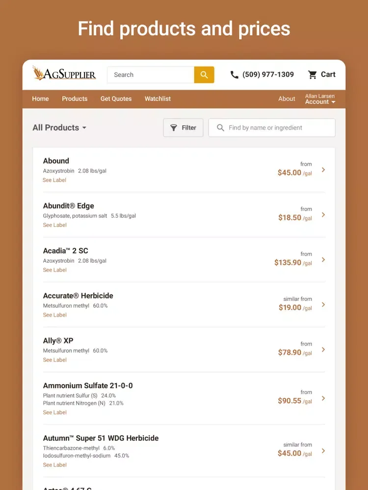 AgSupplier iPad  Screenshots