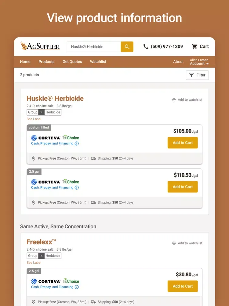 AgSupplier iPad  Screenshots