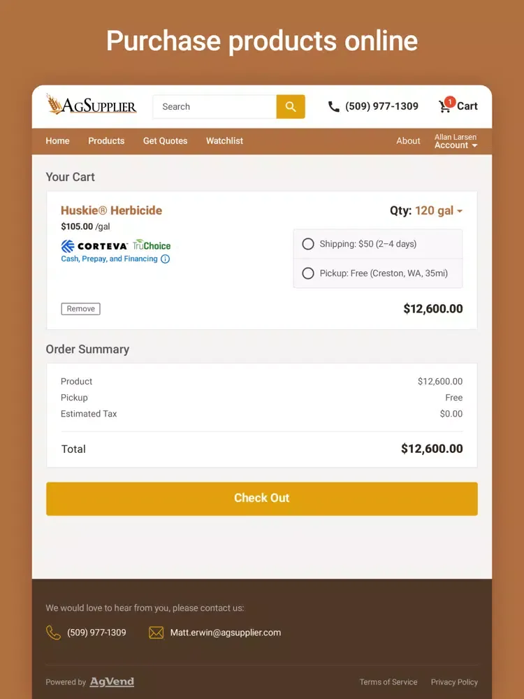 AgSupplier iPad  Screenshots