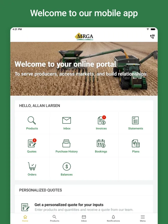 MRGA Grower Portal iPad  Screenshots