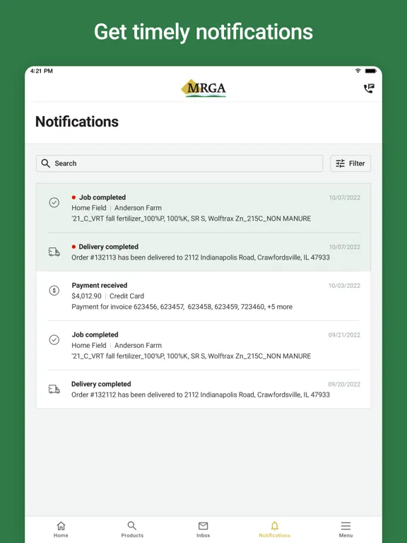 MRGA Grower Portal iPad  Screenshots
