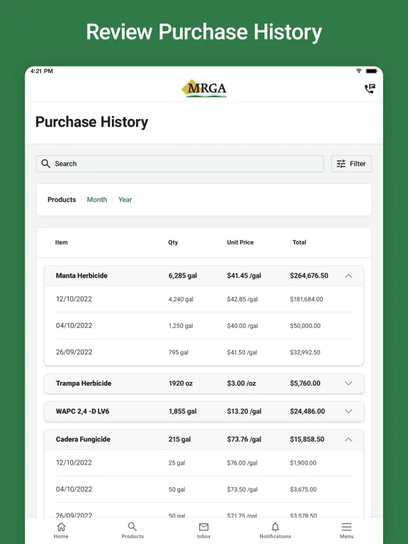 MRGA Grower Portal iPad  Screenshots