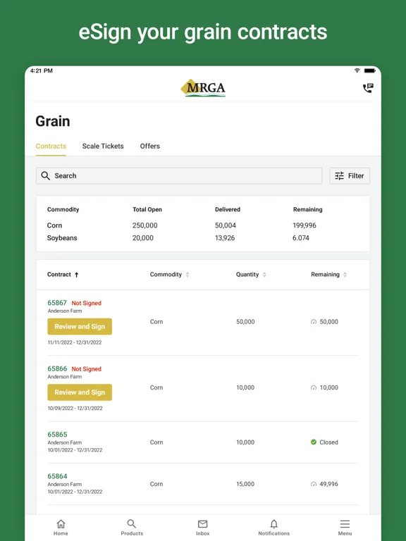 MRGA Grower Portal iPad  Screenshots