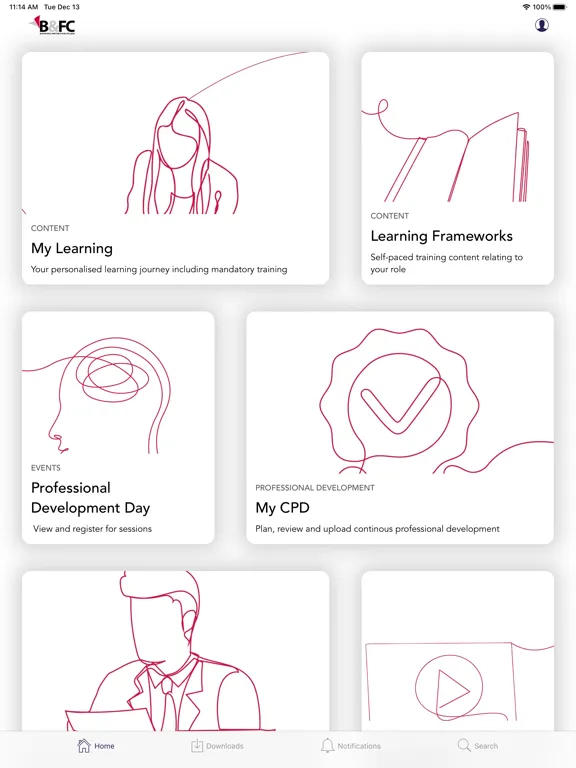 Zrzuty ekranu B&FC Learning Hub iPad 