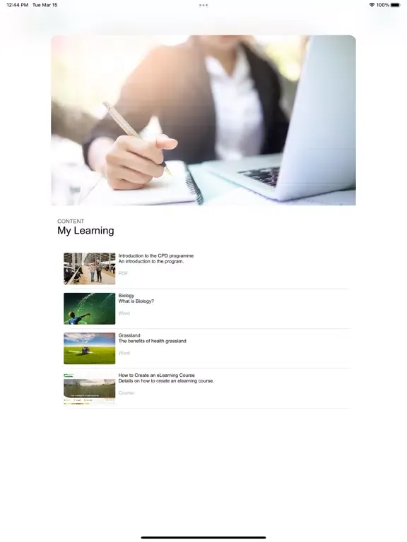 Screenshot di DAFM Learning Portal iPad 