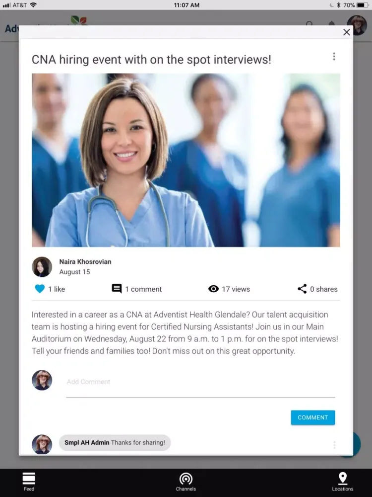 Captures d'écran de Adventist Health ONE Channel iPad 