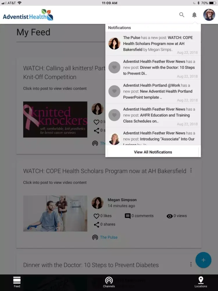 Captures d'écran de Adventist Health ONE Channel iPad 