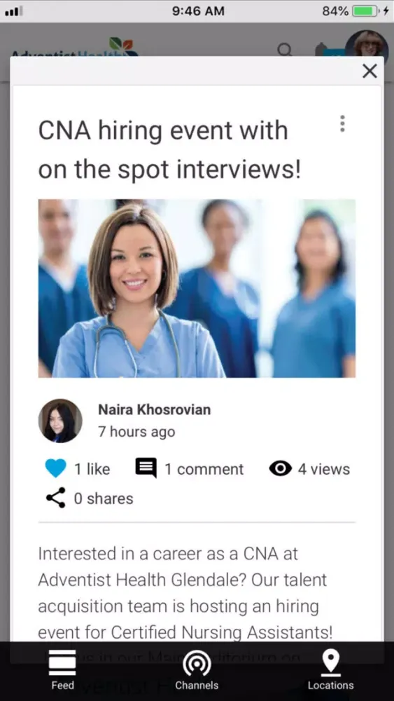 Captures d'écran de Adventist Health ONE Channel