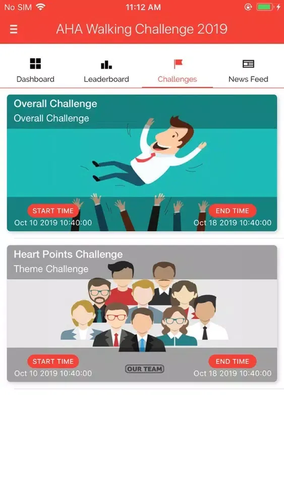 Ảnh chụp màn hình của AHA Walking Challenge 2019