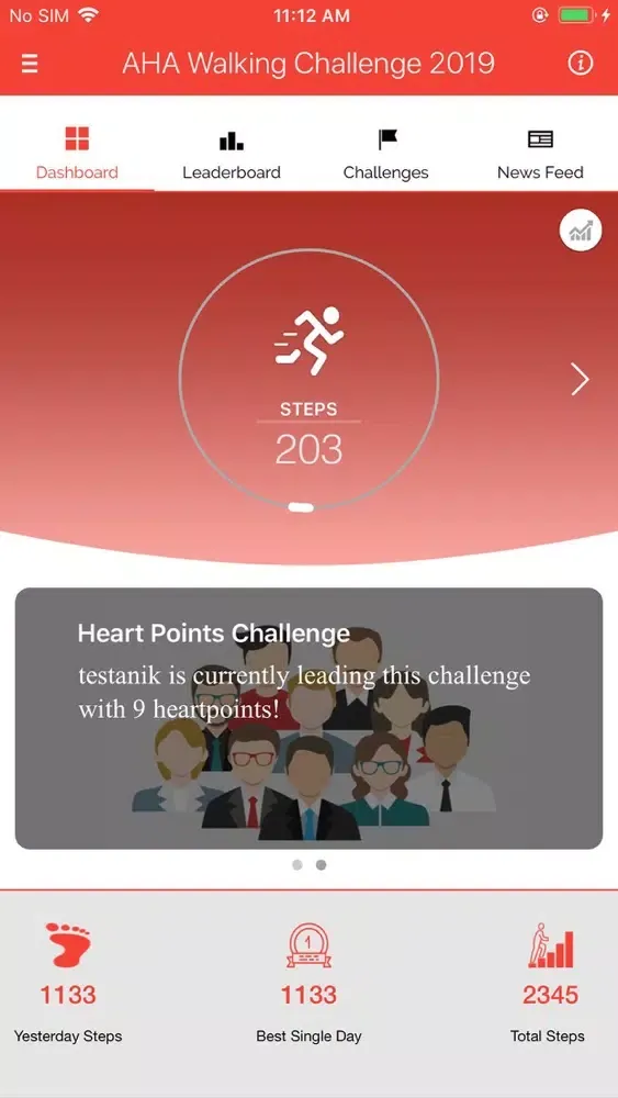 Ảnh chụp màn hình của AHA Walking Challenge 2019