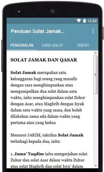 Ảnh chụp màn hình của Panduan Solat Jamak Dan Qasar