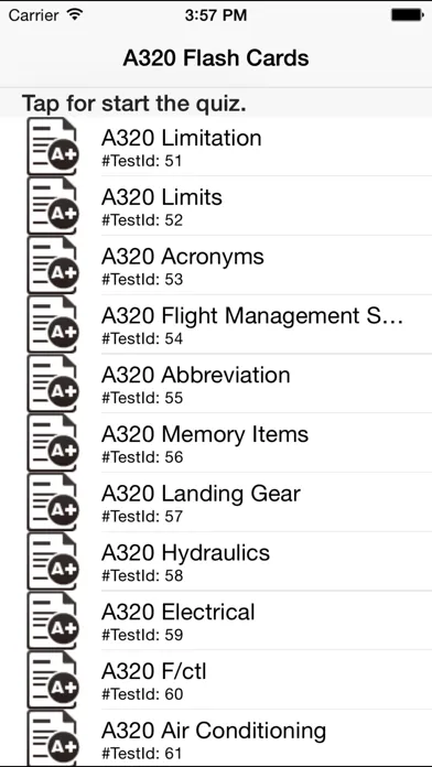Captures d'écran de Systems & Limitations Flash Cards for Airbus A319/A320/321