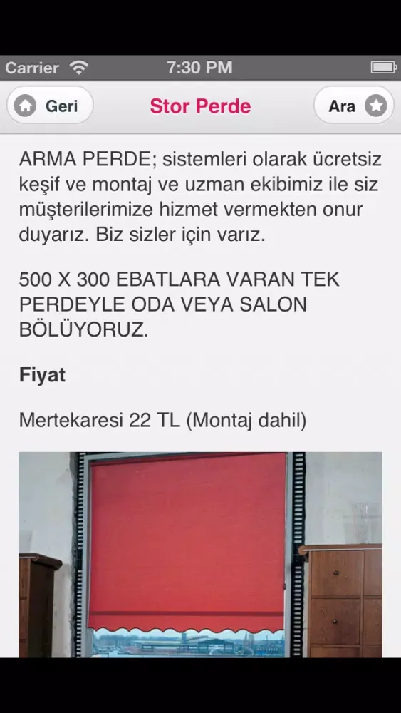 Perde Dekorasyon Ekran Görüntüleri