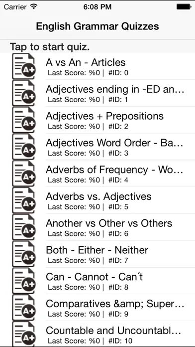 English Grammar Quizzes Lite Screenshots