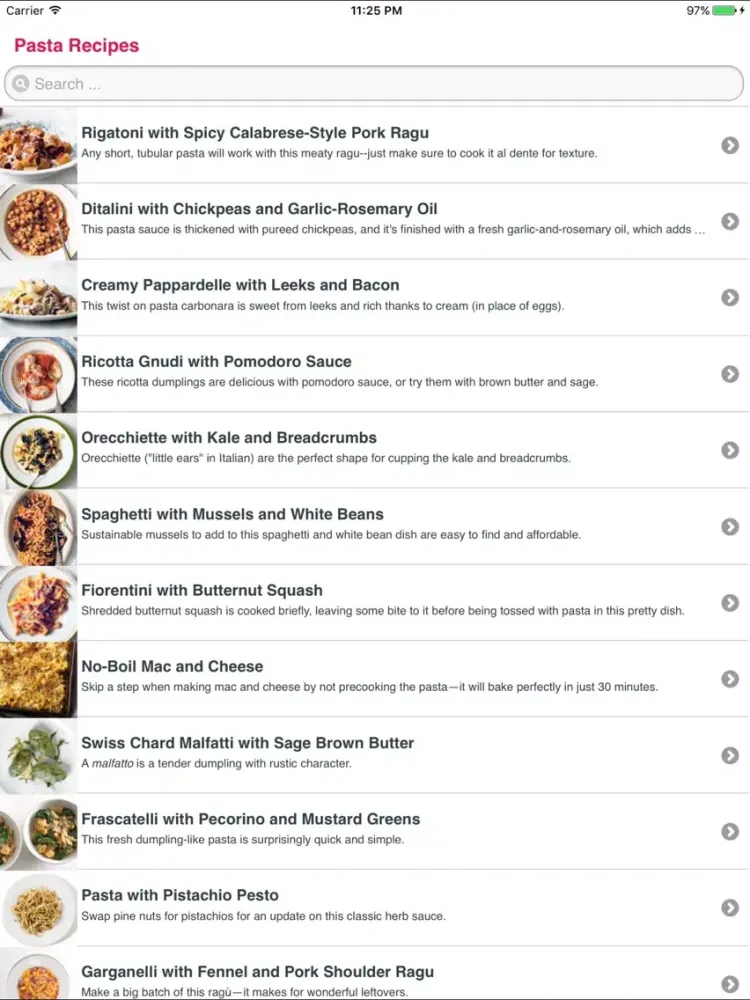 Screenshot di Delicious Pasta Recipes iPad 