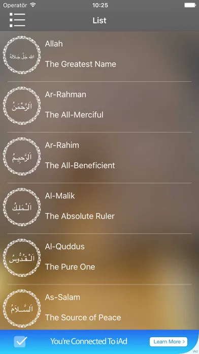 Capturas de tela do Asmaul Husna - 99 beatiful names of Allah and their benefits