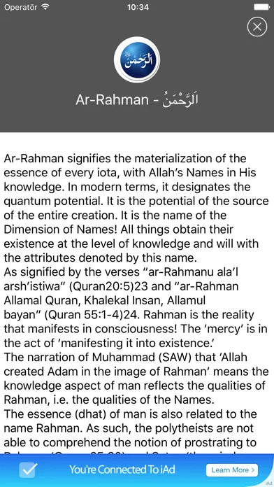 Capturas de tela do Asmaul Husna - 99 beatiful names of Allah and their benefits