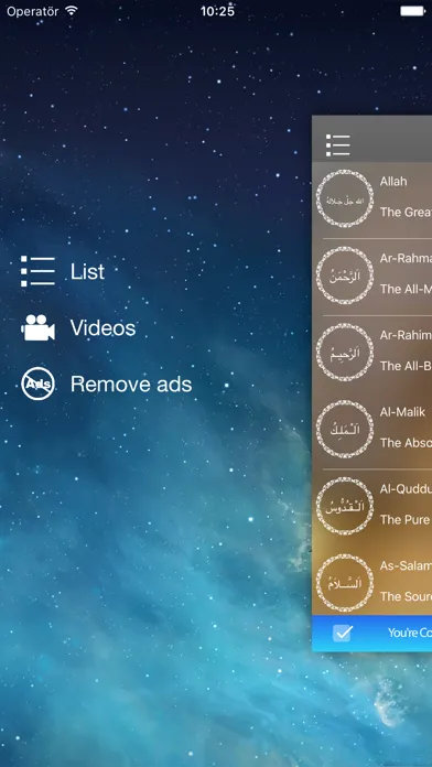 Capturas de tela do Asmaul Husna - 99 beatiful names of Allah and their benefits