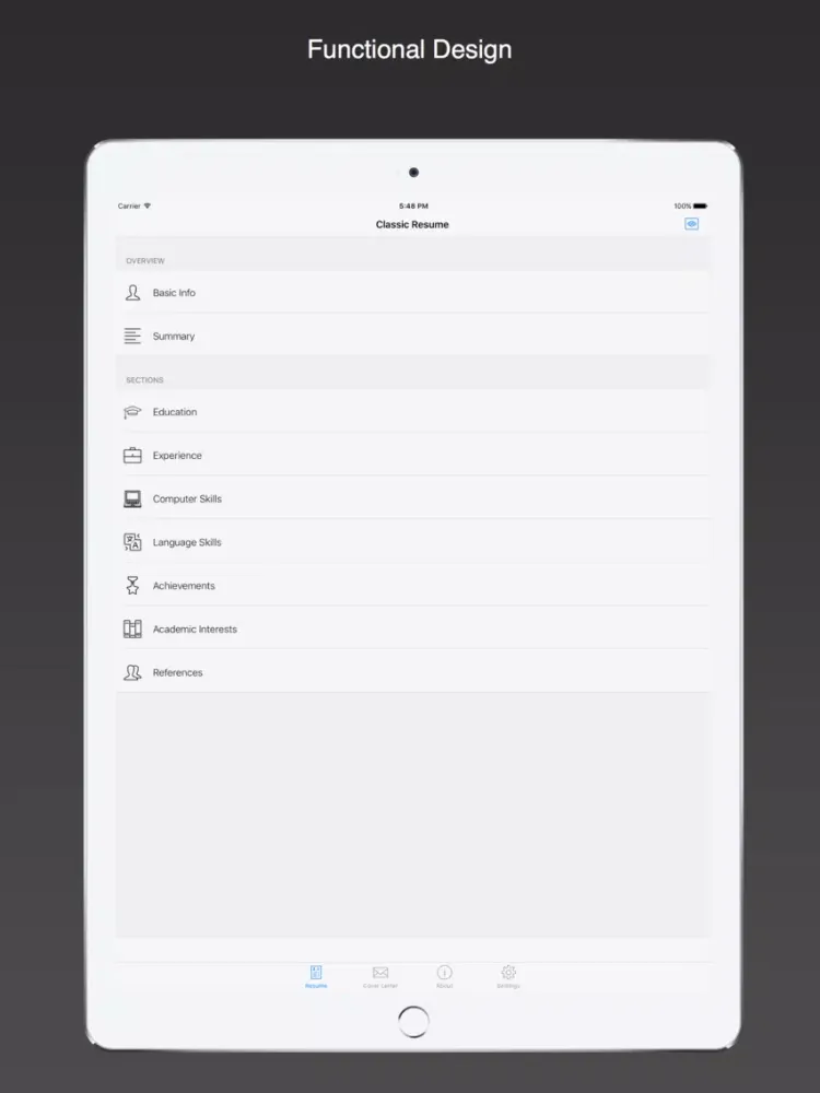 Capturas de pantalla de Classic Resume: cv, resume, cover letter builder iPad 
