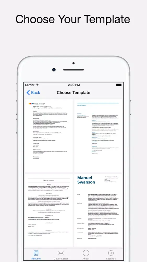 Capturas de pantalla de Classic Resume: cv, resume, cover letter builder