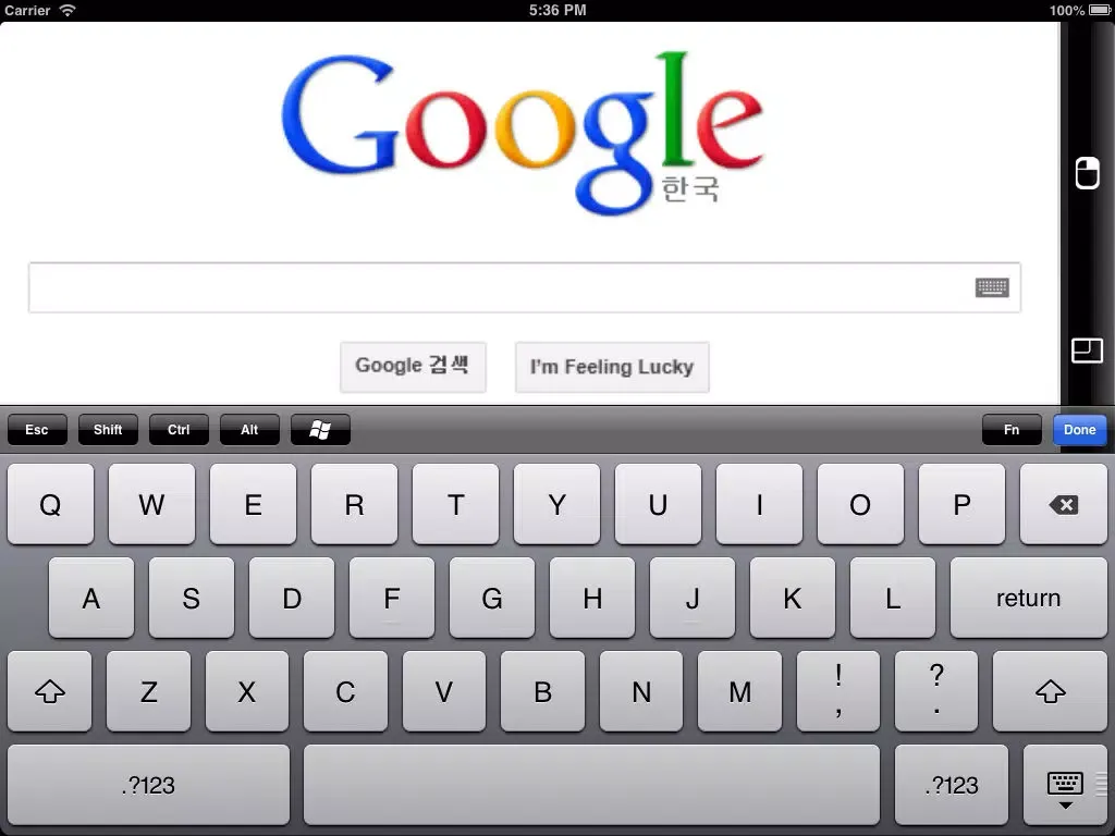 Tangkapan layar Ahope RDP iPad 