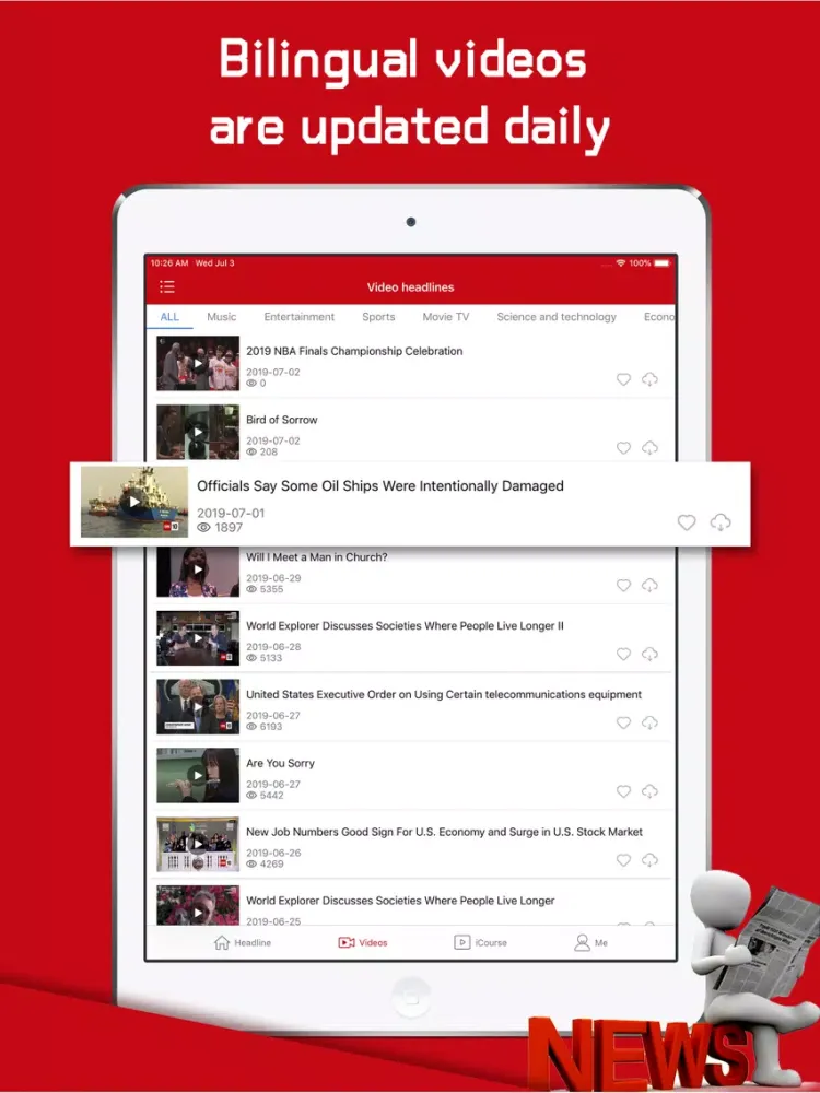 Capturas de pantalla de English Daily-Top Video News iPad 