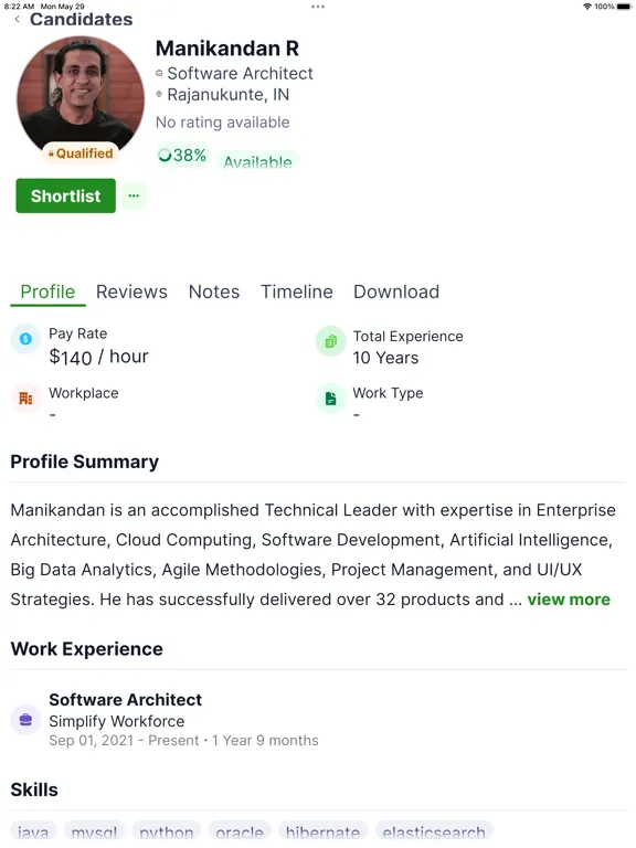 Скриншоты SimplifyHire Enterprise iPad 