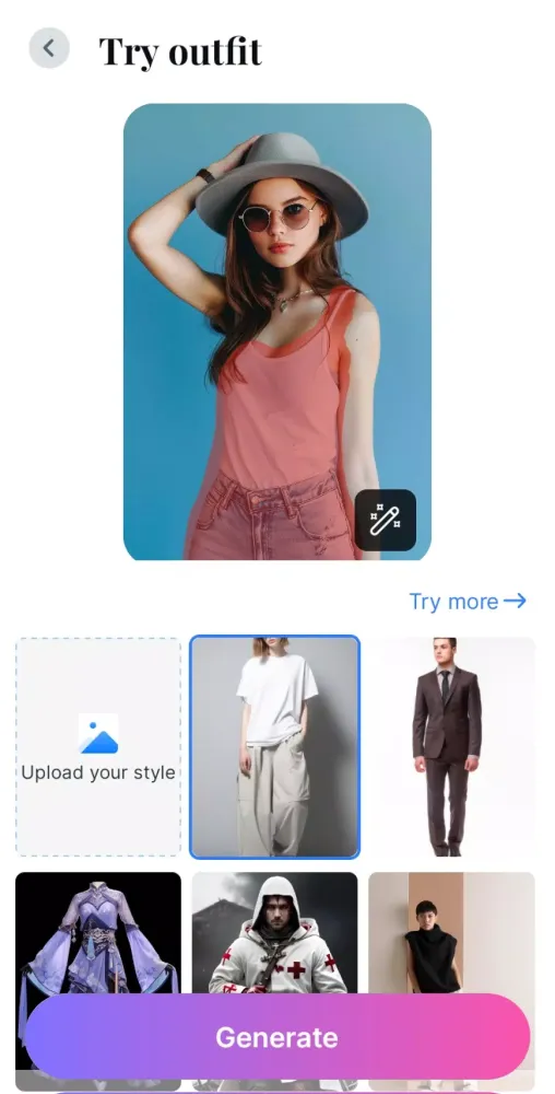 Tangkapan layar AI Outfits: Try on Clothes