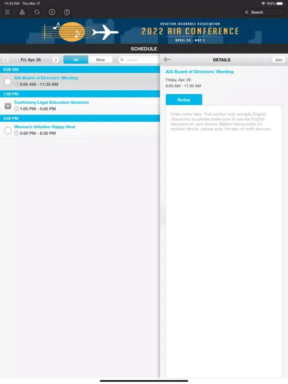 2022 AIA Conference iPad  Screenshots