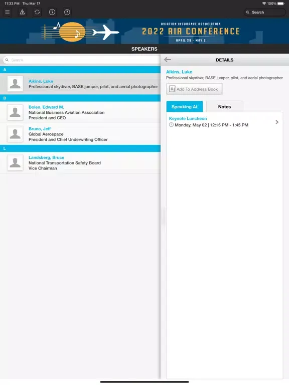 2022 AIA Conference iPad  Screenshots