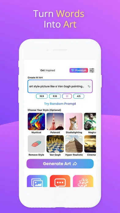 Tangkapan skrin AI Generated Art Images & Chat