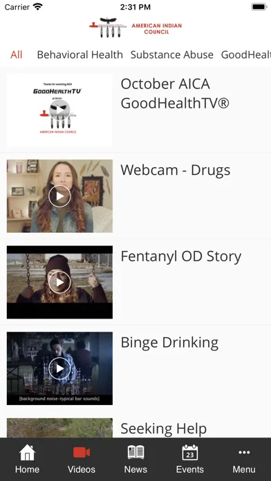 Capturas de tela do Am Ind Council on Alcoholism