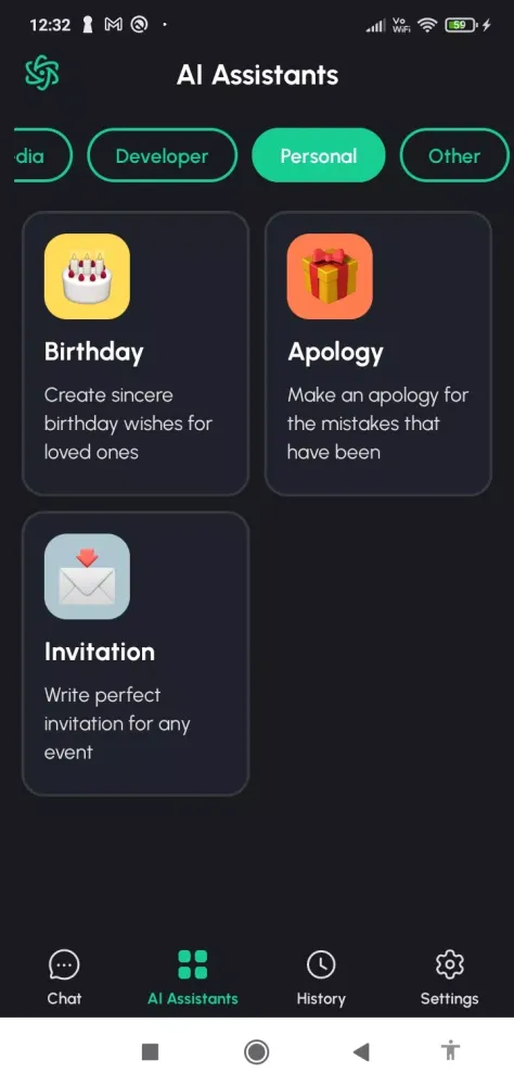 Capturas de tela do ChatBot Pro
