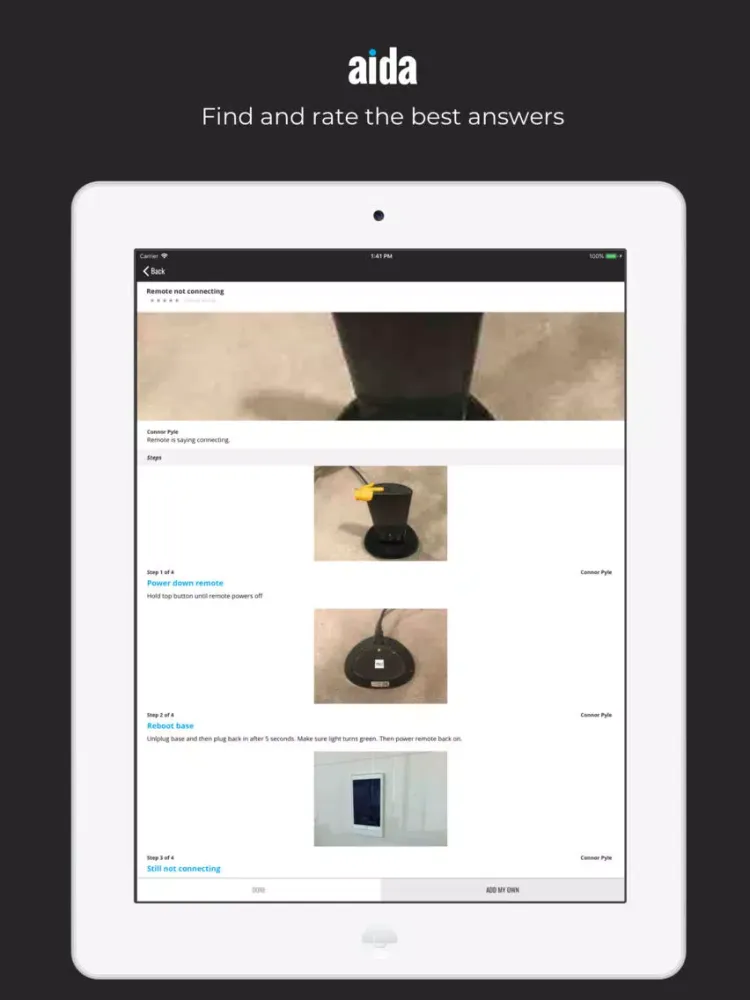 AIDA - Group Sourced Knowledge iPad  Screenshots
