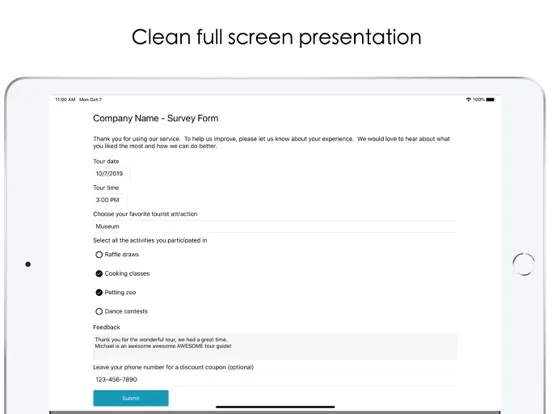 Tangkapan layar Riley Form Maker iPad 