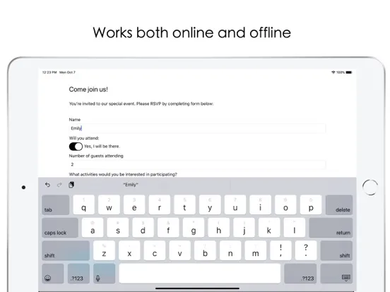 Tangkapan layar Riley Form Maker iPad 