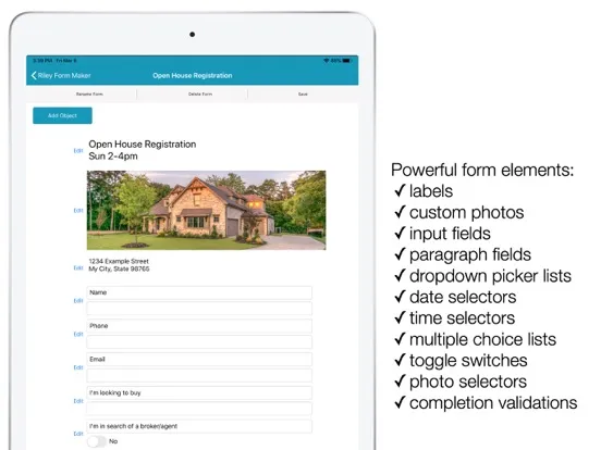 Tangkapan layar Riley Form Maker iPad 