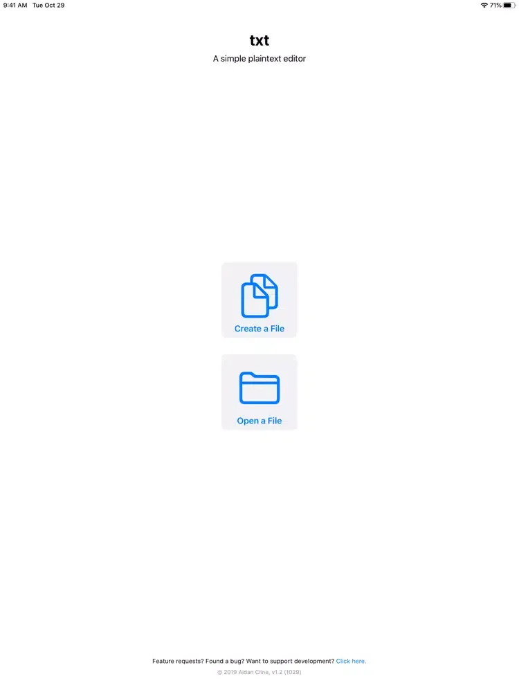 Ảnh chụp màn hình của txt – Plaintext Editor iPad 