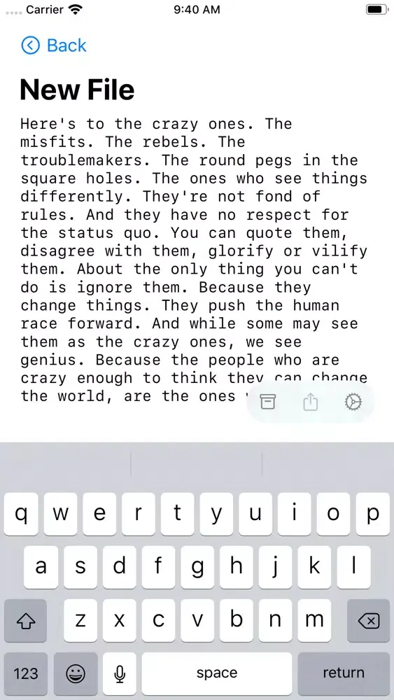 Ảnh chụp màn hình của txt – Plaintext Editor