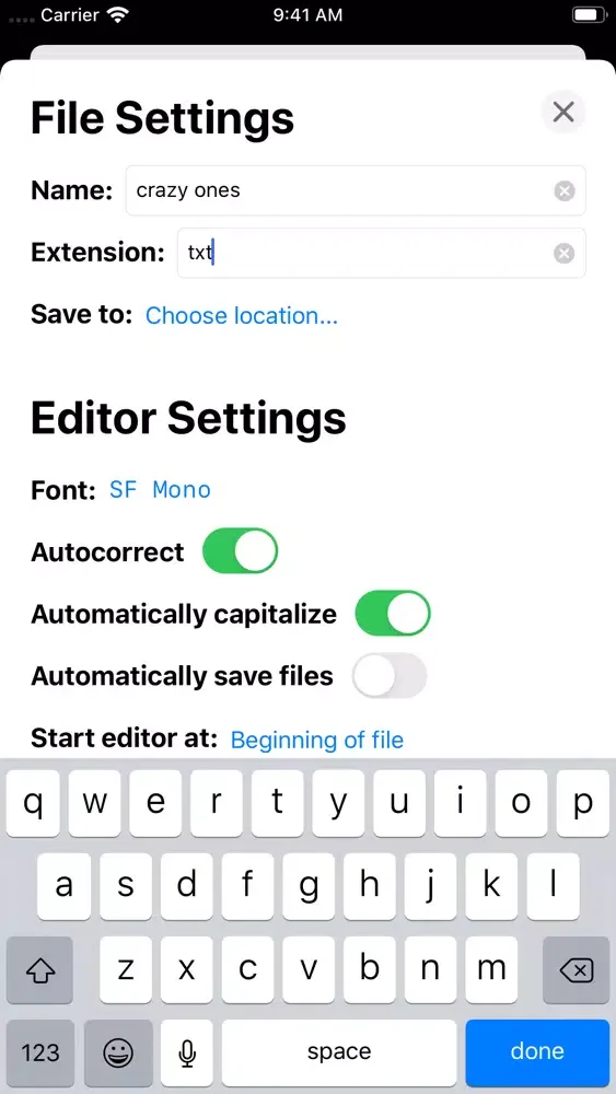 Ảnh chụp màn hình của txt – Plaintext Editor