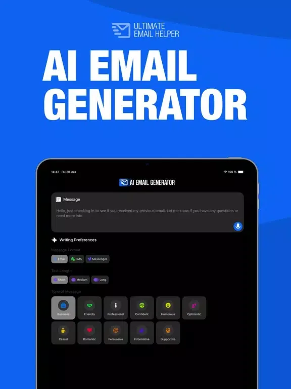 Capturas de pantalla de AI Email Generator & Ai Writer iPad 