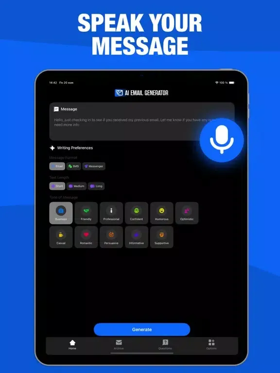 Capturas de pantalla de AI Email Generator & Ai Writer iPad 