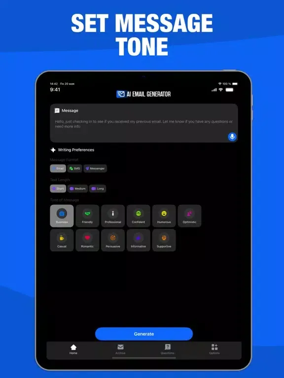 Capturas de pantalla de AI Email Generator & Ai Writer iPad 